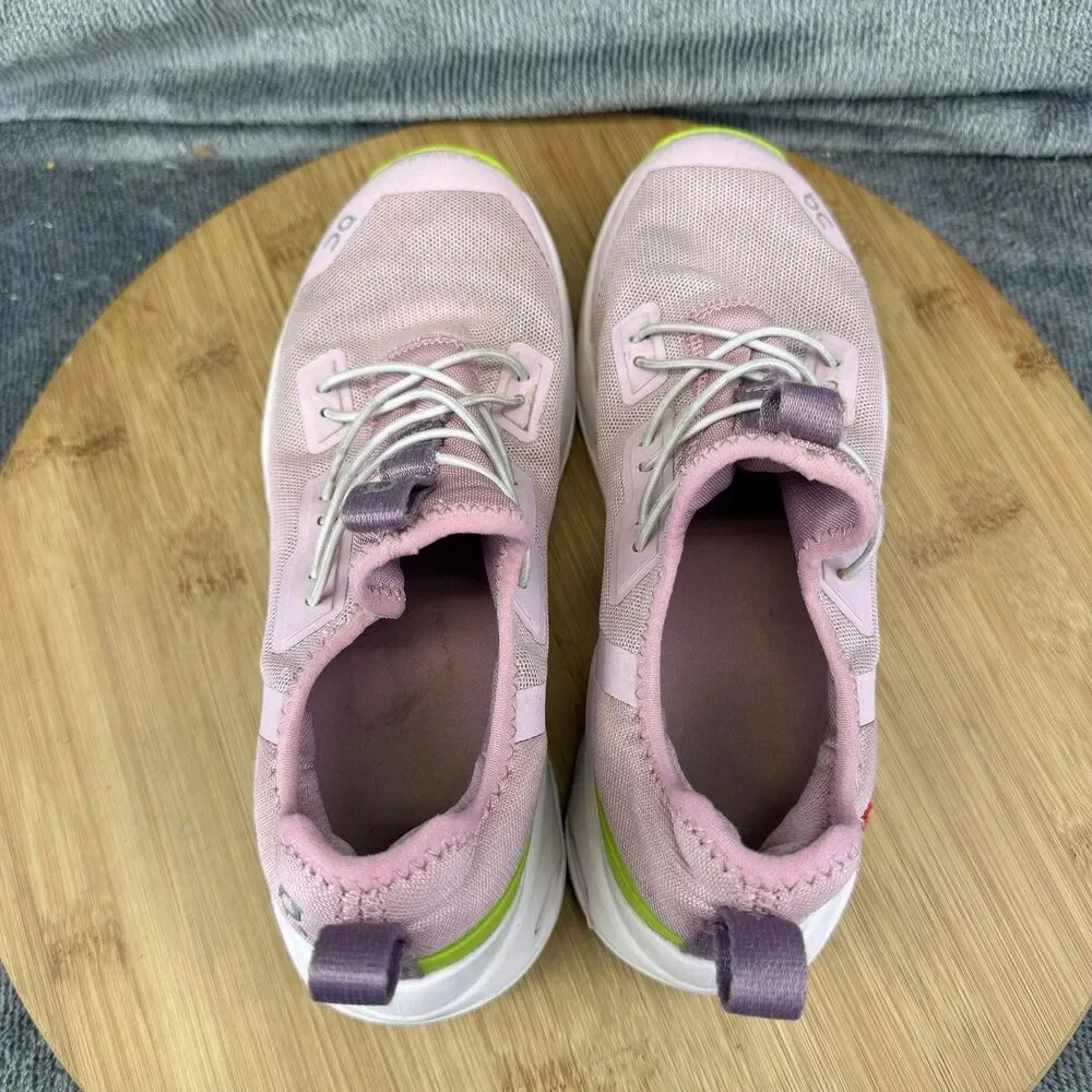 On Shoes Girls Size 1.5 Pink Green Mesh Running Athletic Sneakers CloudTec Kids